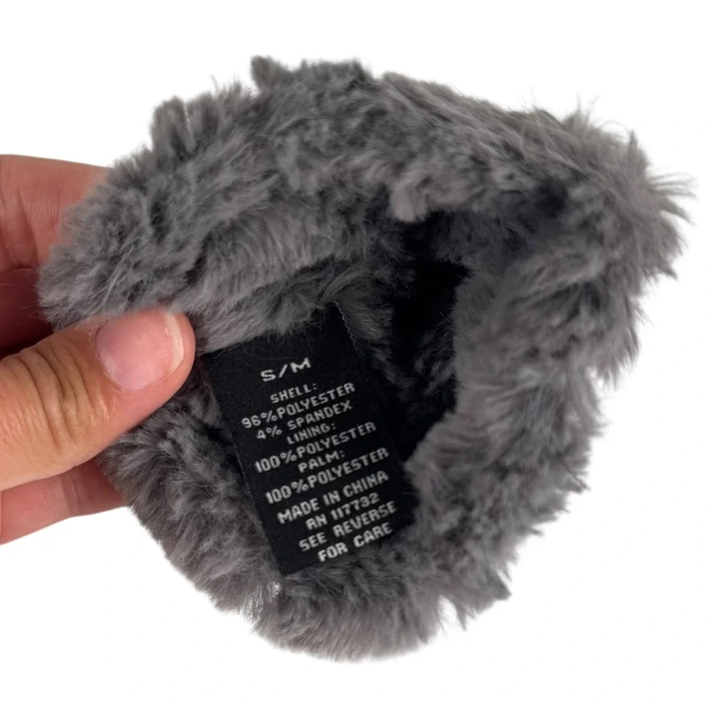 Zero Exposure Warm Faux Fur Trim Gloves Touchscreen Compatible‎ Gray S/M 174